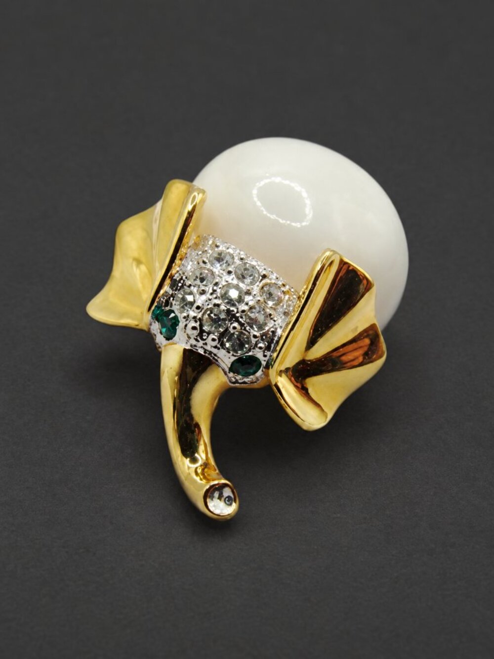 Vintage Signed Butler White Jelly Belly Elephant Brooch